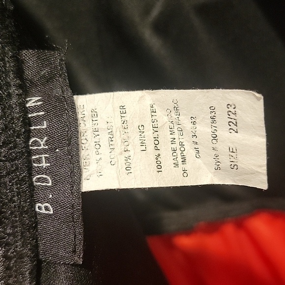 (J12) B. Darlin black and red short prom dress, size 22/23 - Picture 5 of 6